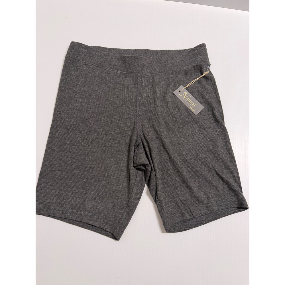 Natural Reflections Lounge Ribbed Biker Shorts Gray Medium NWT